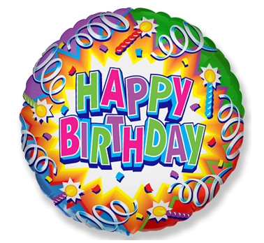 Apvalus folinis Happy Birthday