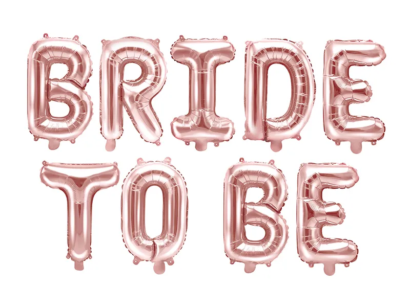 Folinių balionų rinkinys Bride to be Rose gold 35cm aukštis Kaina - 12EUR. DĖMESIO! Šie balionai pučiami tik oru. Juos lengvai pripūsite patys.